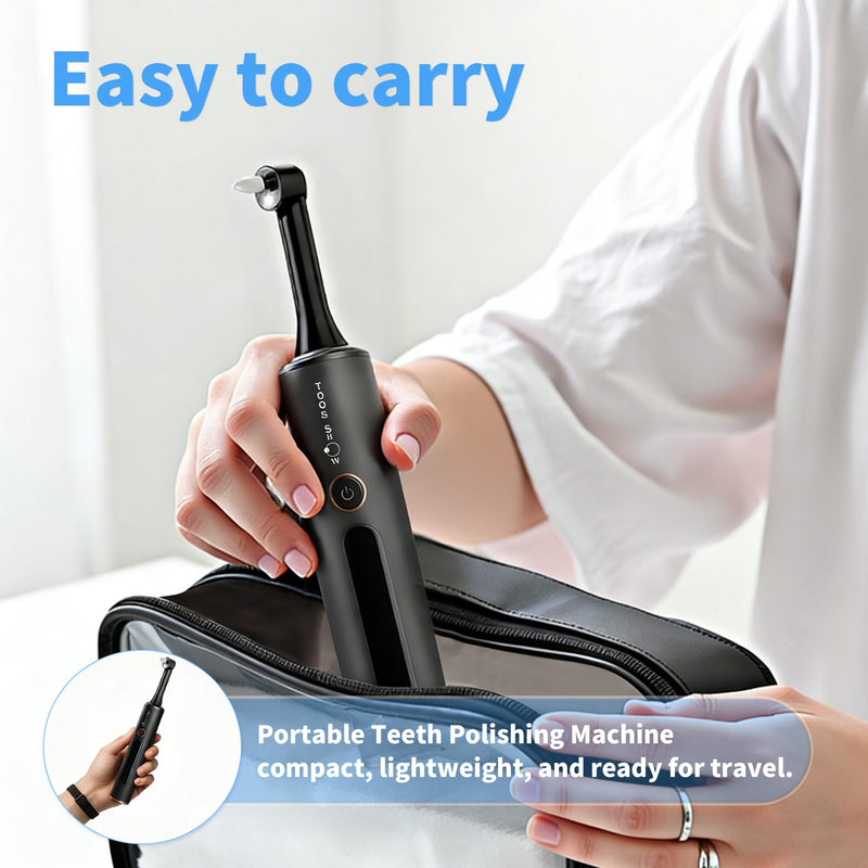 Tooth Polisher with Remineralization Gel, USB Rechargeable Teeth Whitening Kit for Cleaning and Whitening, 6 Polishing Pastes, 5 Brush Heads, LED Light, Travel Case, 4 Speeds, Easy at-Home Dental Care