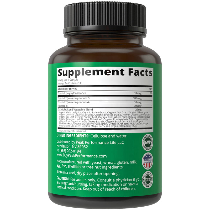 Vitamin K with Whole Food Blend of 25+ Vegetables and Fruits for Max Absorption. Vegan Capsules Supplement. Vitamins K1, K-2 MK4 + K2 Natto MK7. Alternative to Drops, Gummies. VIT K with K 2 and MK-7 - BeesActive Australia