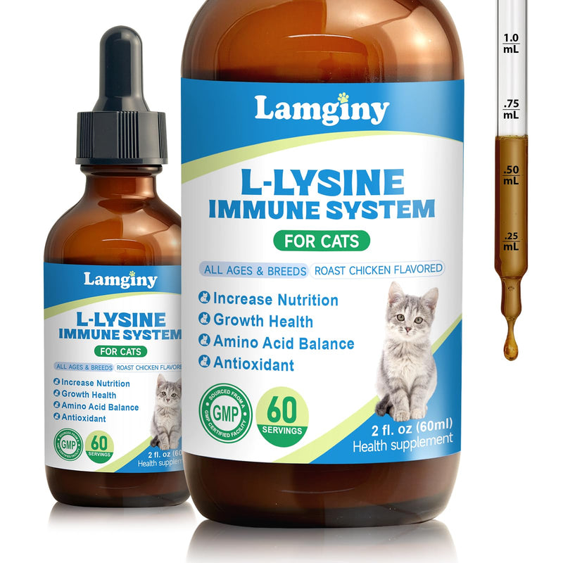 Lysine Supplement for Cat & Lysine Drops for Cats - Immune Support Supplement with L-Taurine, Vitamins