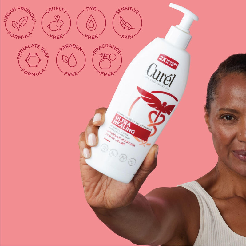Curel Ultra Healing Intensive Fragrance-Free Lotion For Extra-Dry Skin, Ideal for Sensitive Skin, Cruelty Free, Paraben Free, Dermatologist Recommended, 6 Oz, Pack of 3 6 Fl Oz (Pack of 3)