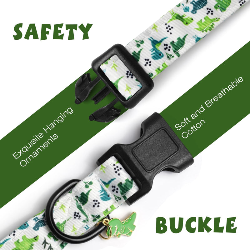 TDTOK Cute Dog Collar for Small Medium Large Dogs, Adjustable Cotton Soft Dinosaur Patterned Pet Dog Collar with Lightweight Quick Release Buckle Dog Collars for Female Male Dogs S - BeesActive Australia