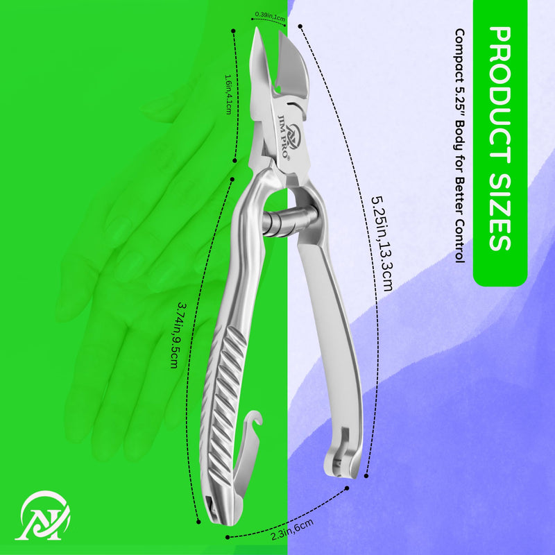 ClipSharp Toenail Cutter - Professional Heavy Duty Nail Clipper for Thick & Ingrown Toenails - Sharp Stainless Steel Blades, Ergonomic Non-Slip Grip for Men & Women/JP-SC-TC-5.5"