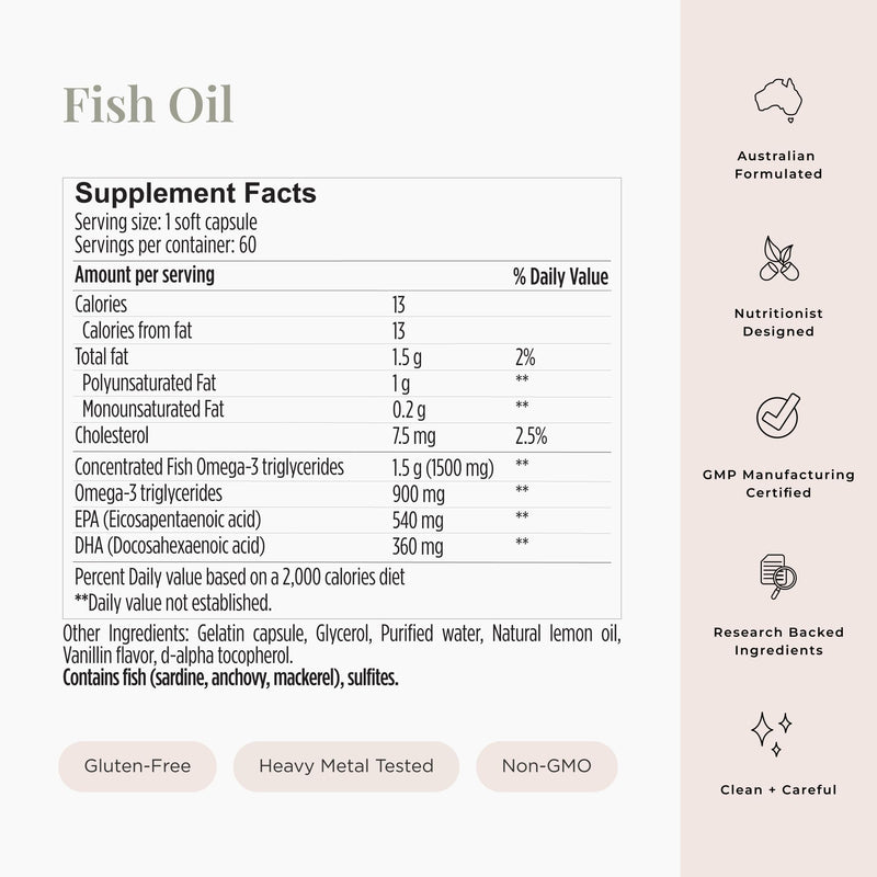 JSHealth High Strength Fish Oil. 900mg Omega-3 per Capsule with 540mg EPA and 360mg DHA. Wild-Caught, Friend of the Sea Certified, Vanilla Coated. No Fishy Aftertaste (60 Capsules) 60 Count (Pack of 1)