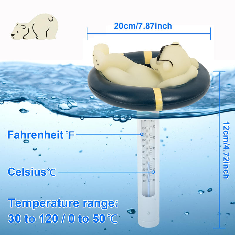 Pool Thermometer Floating Easy Read, Leisurely Polar Bear Water Thermometer for Ice Bath with String, for Outdoor & Indoor Swimming Pools, Spas, Hot Tubs & Aquariums Blue - BeesActive Australia