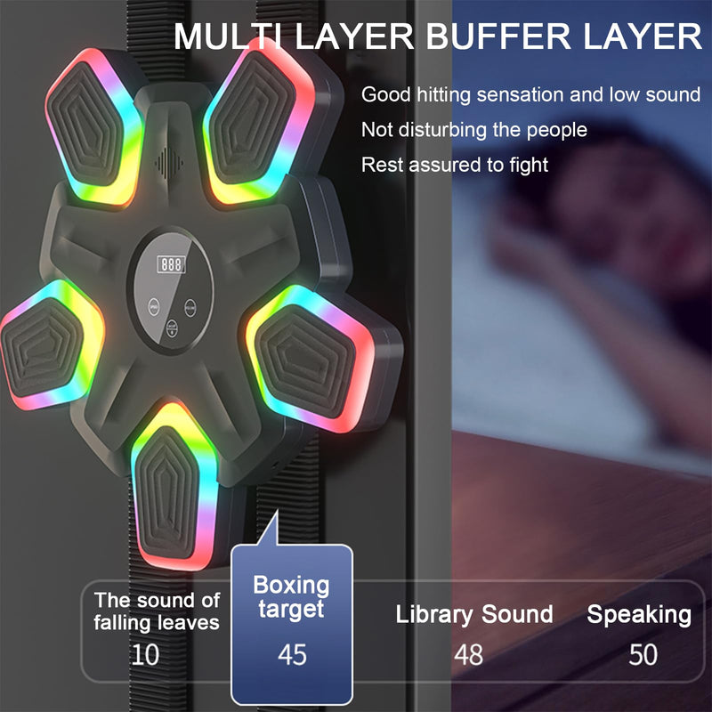 Music Punching Machine with Boxing Gloves, Music Punching Machine for Adults and Kid, Wall Mounted Colorful LED Boxing Music Workout Machine for Home and Gym, 17 Inch - BeesActive Australia