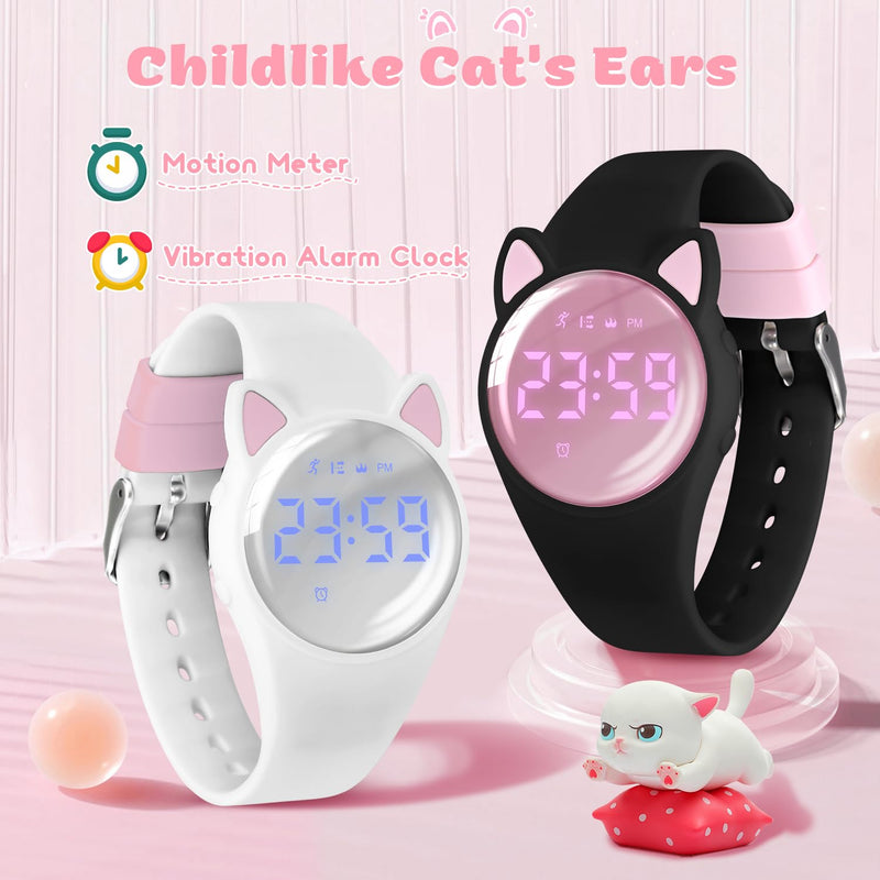 Kids Digital Watches for Girls Boys, Sports Watch with Fitness Tracker, Pedometer, Alarm Clocks, Stopwatch, No App Needed & Waterproof Kids Watch, Gift for Teens Girls Boys Ages 5-14 T6F-DJ-BlackPink-Y - BeesActive Australia