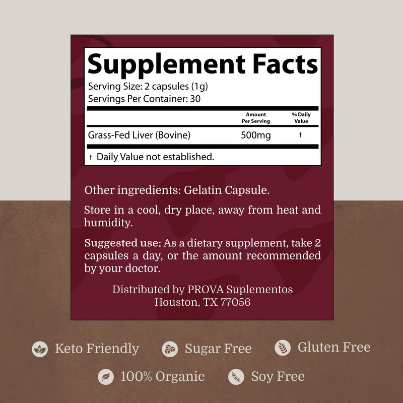 Beef Liver Capsules | Grass Fed Pasture Raised | Freeze Dried Whole Food Supplement | Non-GMO, Vitamin A & B12, Iron, CoQ10 | Energy & Liver Support for Men & Women | 60 Count