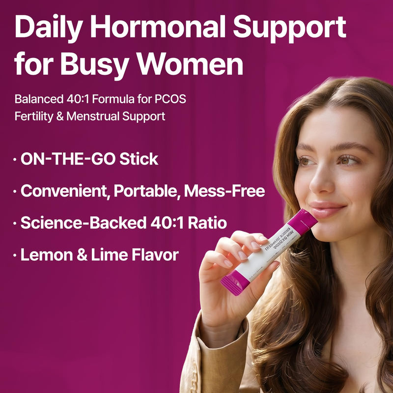 Balance Up Inositol 40:1 Myo & D-Chiro with Folate(Vitamin B9) & Choline – Hormone Balance & Reproductive Health Support for Women – Lemon Lime Stick Powder, 30 Servings