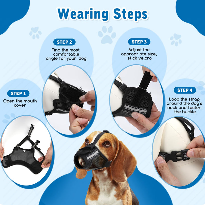 Nobleza - Dog Muzzle, Soft Mesh Muzzle for Medium Dogs, Breathable Reflective Adjustable Dog Muzzle, Prevents Biting, Chewing and Barking (M) M - BeesActive Australia