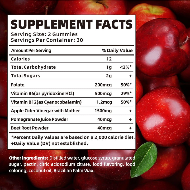 Keto ACV Gummies for Women - Apple Cider Vinegar Gummies with Mother, 60 Ct | With Mother, B Vitamins, Pomegranate & Beet Root, Vegan and Sugar-Free 60 Count (Pack of 1)