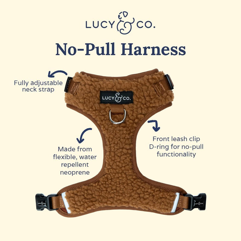 Lucy & Co. Cute No-Pull Cinnamon Teddy Harness - Stop Pulling & Walk Easy - Harness Available in XS-XL for Small, Medium, and Large Dogs - Teddy Brown (Medium) - BeesActive Australia