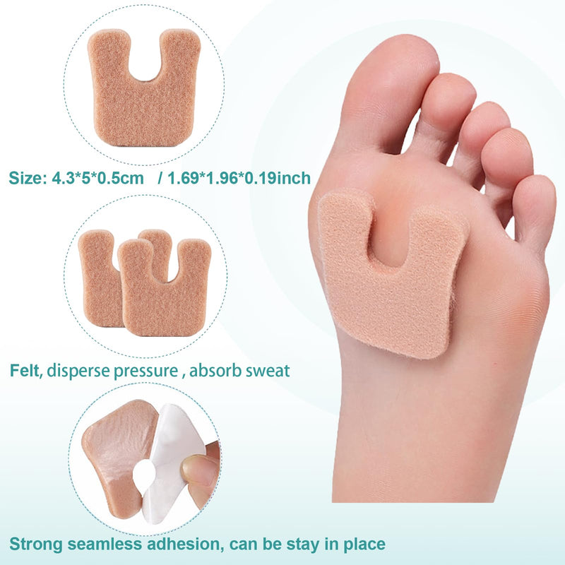 20 Pcs Metatarsal Foot Pads for Women, Horseshoe Pads Callus Cushions Moleskin for Feet, Felt Foot Pads Callus Pads for Bottom Side of Foot and Heel, Ball of Foot Cushion Pain Relief