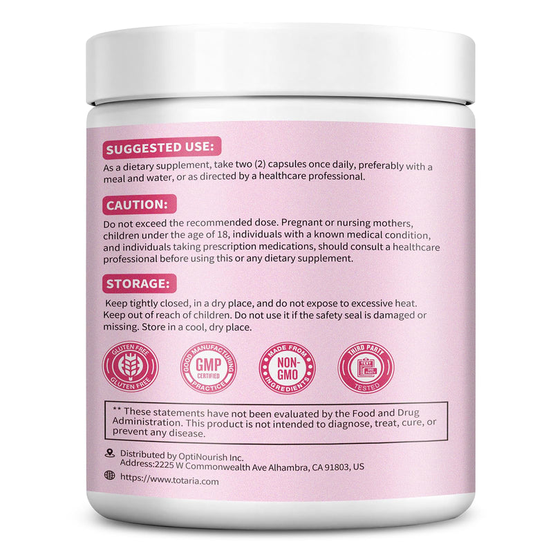 Totaria Women's Cortisol with Hormonal Balance | Stress Relief - Ashwagandha, L-Theanine, Magnesium, Myo-Inositol, Mood, Focus & Sleep Support, PMS* 120 Ct.