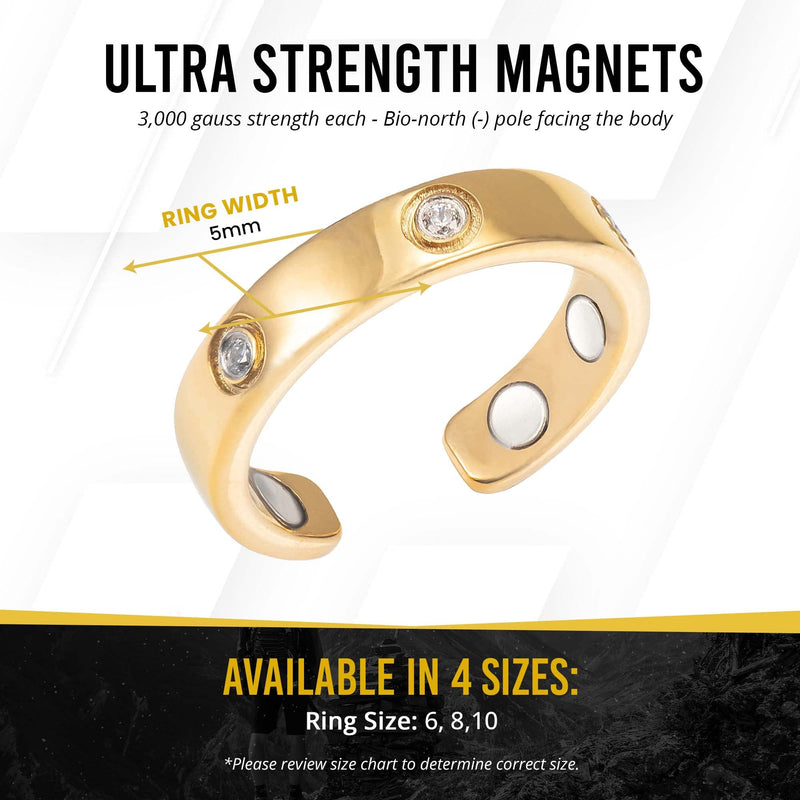 MagnetRX¬Æ Magnetic Rings for Women ‚Äì Elegant Crystal Ring ‚Äì Magnet Rings for Women (Gold | Size: 8) Gold