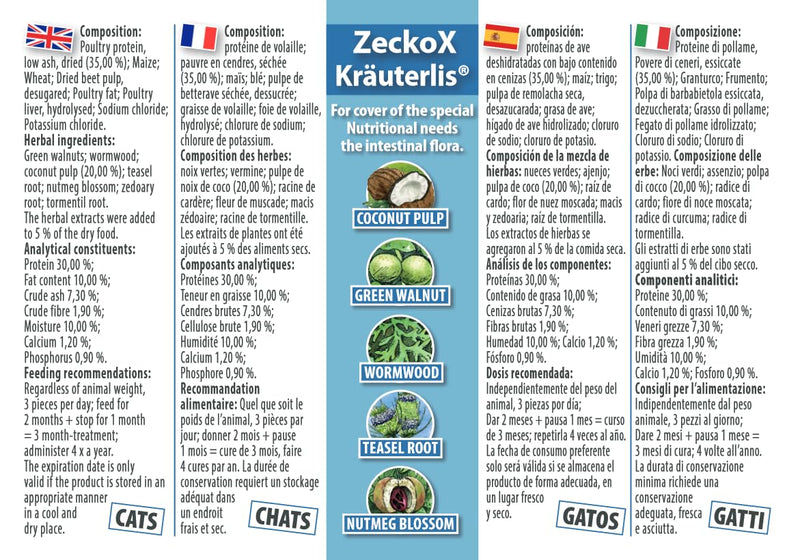 Dirk Drexel ZeckoX Kräuterlis for cats | Treats with herbal extracts | natural nutrition with coconut & cardoon 3 month treatment - BeesActive Australia