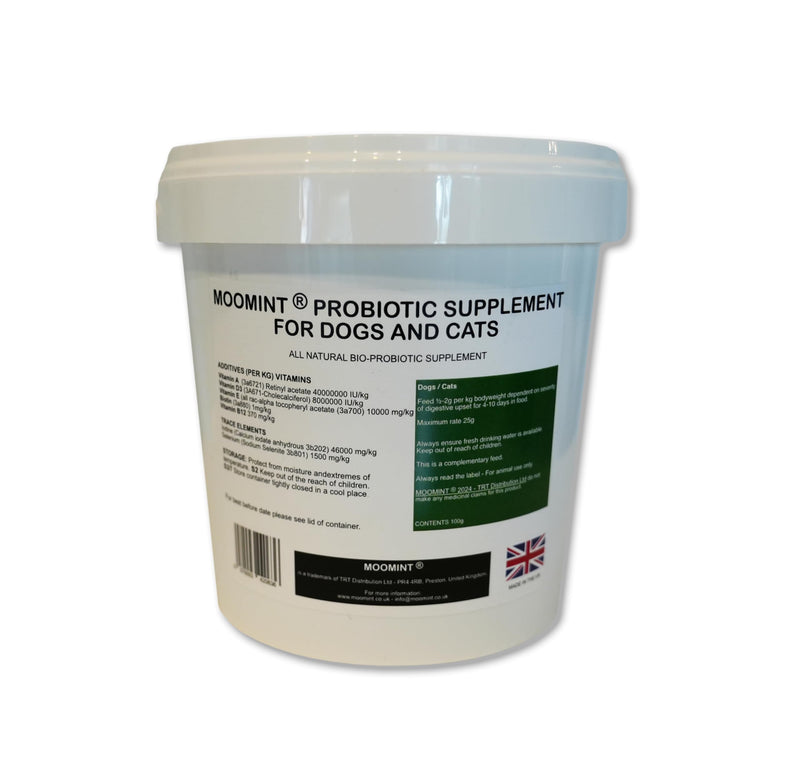 Probiotic for Dogs and Cats - Premium Supplement For Upset Stomach, Loss of Appetite & Travel Sickness - 100g