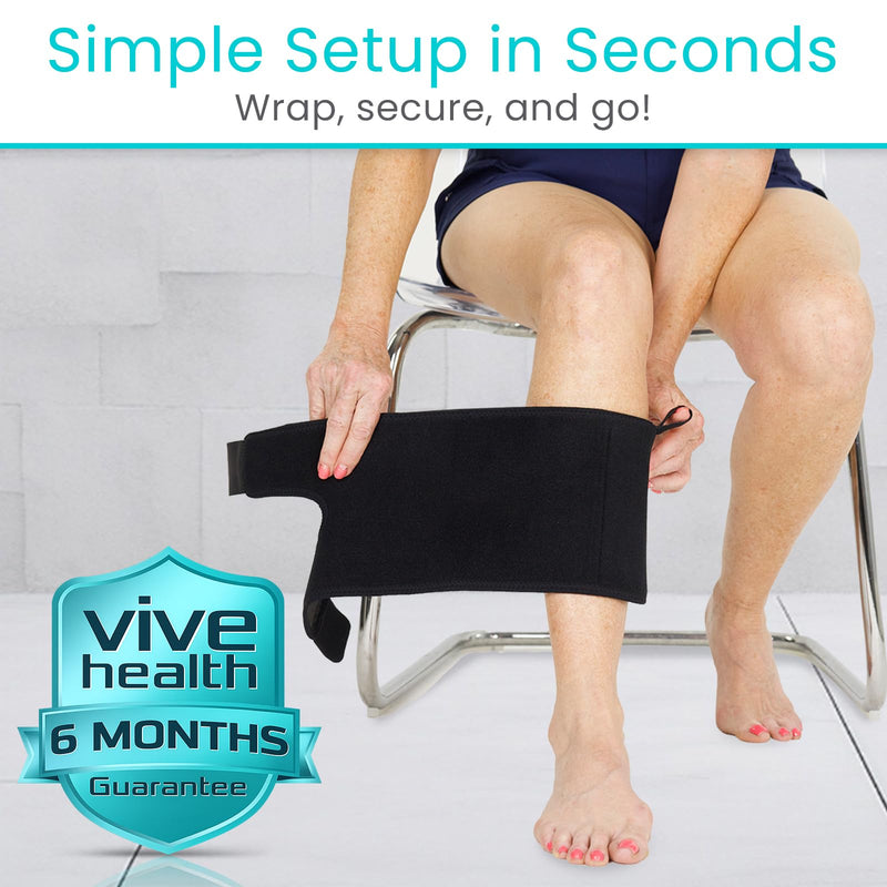 Vive Shin Splint Compression Wrap (Pair) - Adjustable Brace for Pain Relief, Support and Recovery - Lower Calf Compression Sleeve - for Medial Tibial Stress Syndrome and Anterior Shin Splints (Black) Black