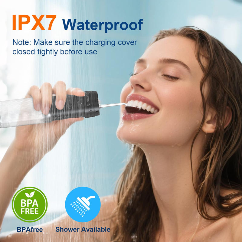 2026 New Portable Water Flosser for Teeth, 4 Modes & 4 Intensity Levels, Mini Small Design with Exquisite Travel Case, Removable Tank, IPX7 Waterproof, Cordless Dental Oral Irrigator (Black) Black - BeesActive Australia