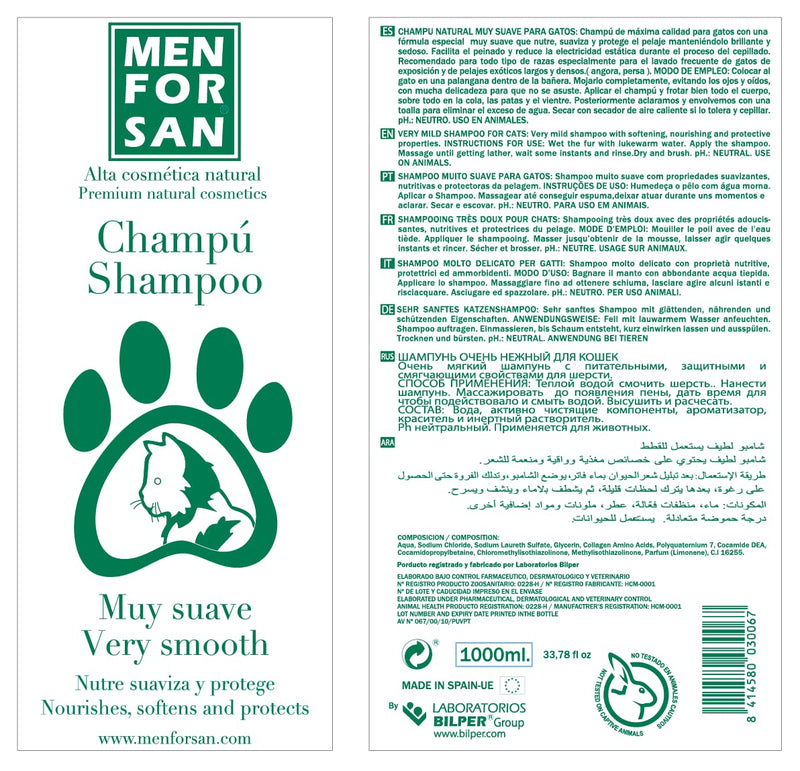 MENFORSAN Very mild shampoo for cats 1L, nourishes, softens and protects the fur - BeesActive Australia