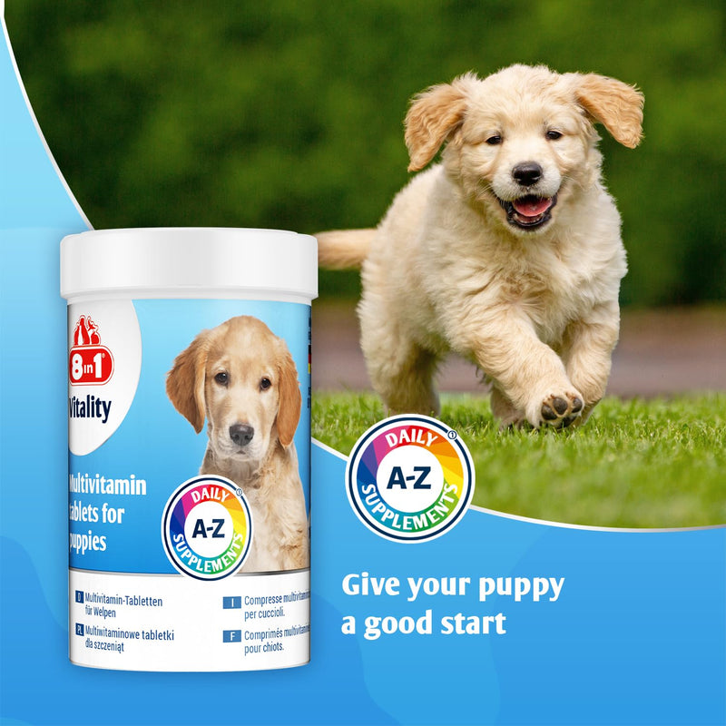 Puppy Multivitamins Nutritional Supplement - 11 multivitamins and 5 micronutrients - 100 tablets - for healthy growth, strong bones and immunity