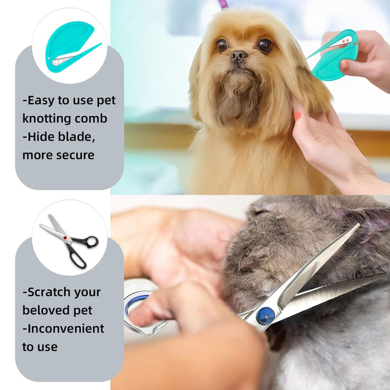 Atuoxing Pack of 10 cat detangling knives, knotting comb for cats and dogs, pet knot opener, pet undercoat brush, knot comb comb, 3 in 1 grooming knife for long-haired pets - BeesActive Australia