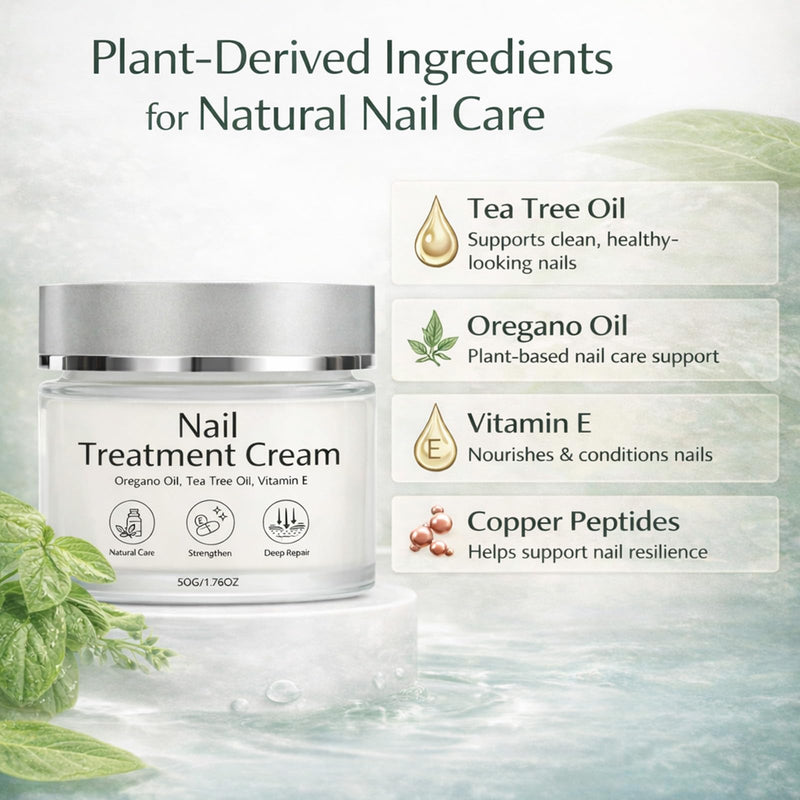 Nail Treatment Cream, Nail Repair Cream for Damaged, Cracked, Thin Nails, with Tea Tree Oil, Oregano Oil, Vitamin E, Improves Nail Appearance, Nail Strengthener & Growth, 50G/1.76OZ - BeesActive Australia