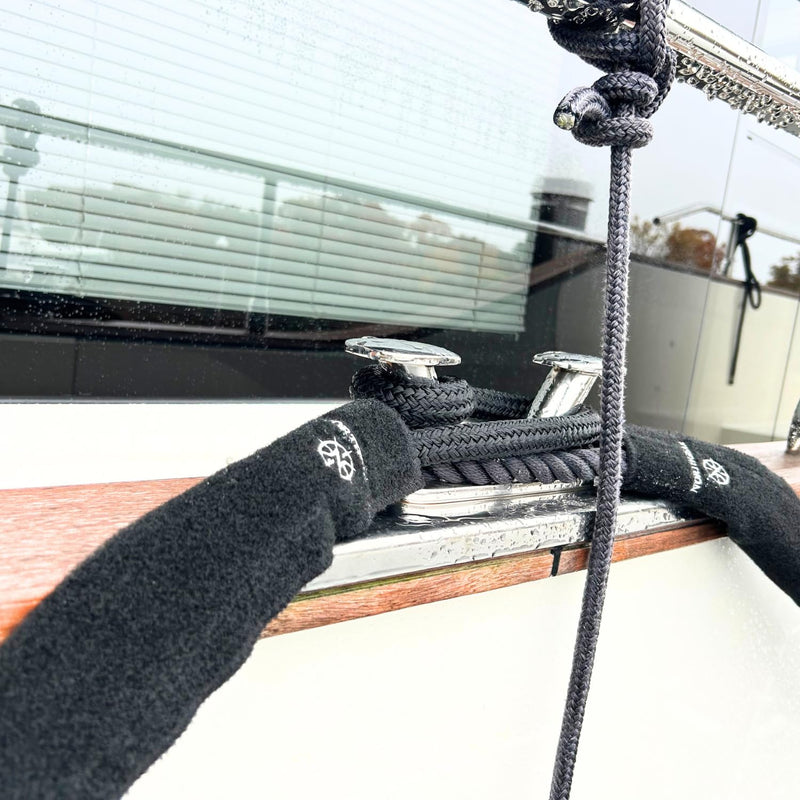 Dock Line Chafe Guards,Size 24" and 47" Inche Length (2 Pack) - Ultra-Strong Removable Chafing Guard, UV Resistant, Eliminates Boat Line Squeaking and Protects Your Boat Finish Black 24" - BeesActive Australia