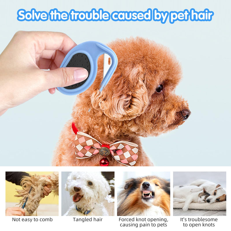 2PCS Pet Knotting Comb, 3 in 1 Knotting Comb Pet Grooming Tool, Small and Sharp, for Removing Tangled and Loosse Hair (Blue*2) Blue*2 - BeesActive Australia