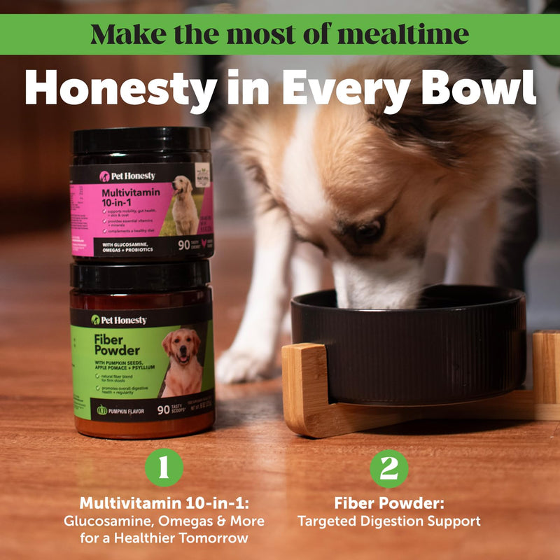 Pet Honesty Pumpkin Fiber Powder Supplement for Dogs - All Natural Dog Probiotic with Psyllium Husk, Pumpkin Seeds and Apple Pectin for Healthy Digestion (90 Scoops) 90 Scoops Powder