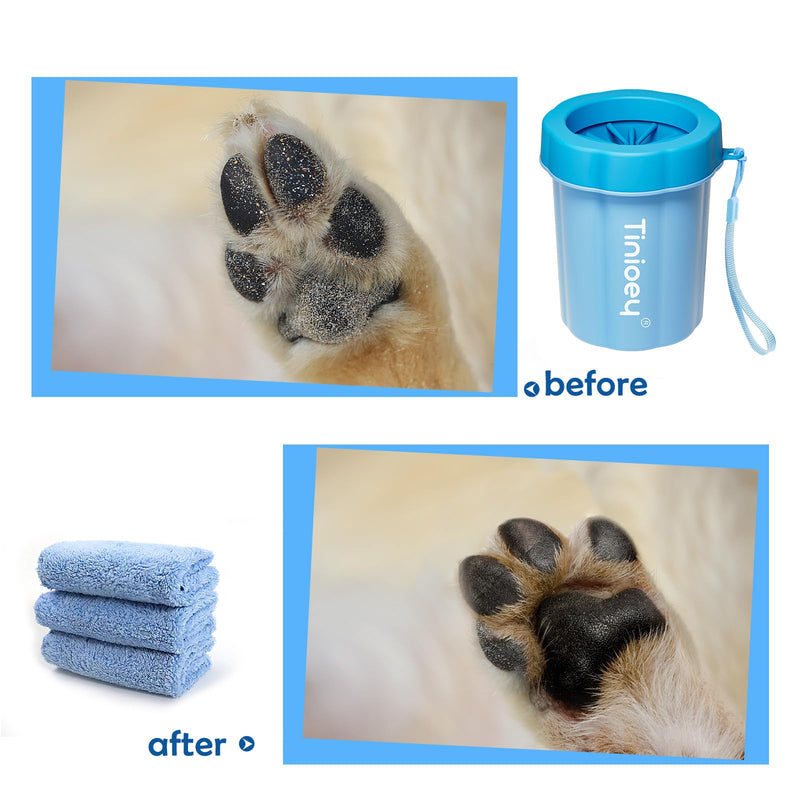 Dog Paw Cleaner for Medium Dogs (with 3 Absorbent Towels), Dog Paw Washer, Muddy Paw Cleaner, Pet Foot Cleaner (Medium, Blue) - BeesActive Australia