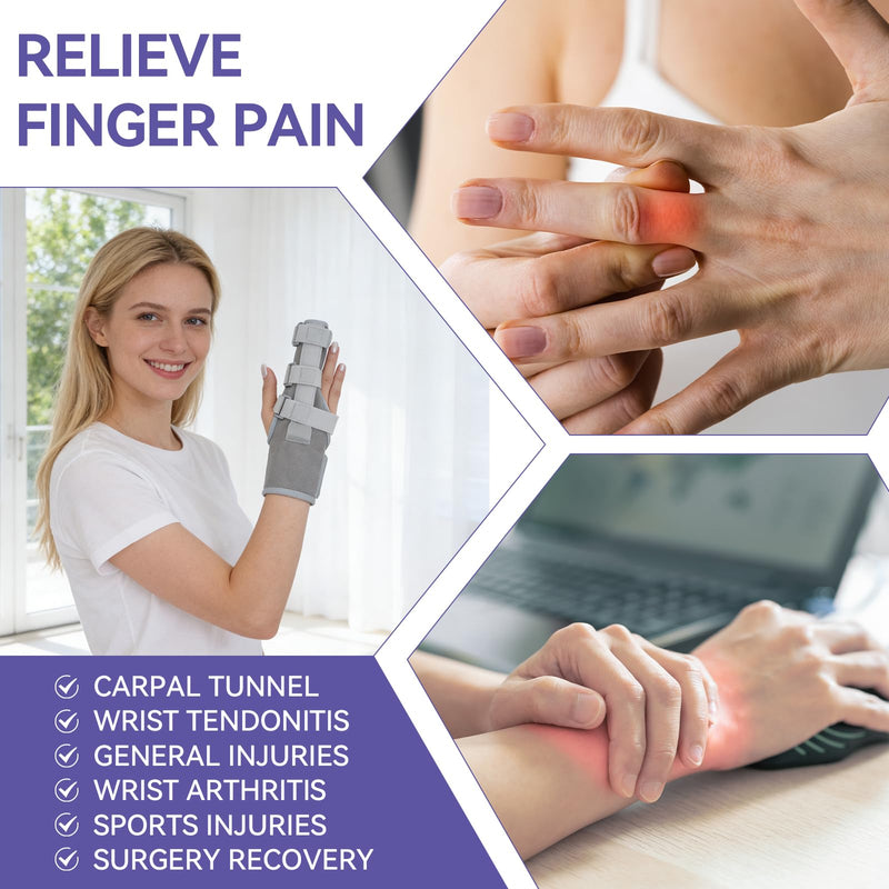 Double Trigger Finger Splint, Aluminum Finger Brace Joint Stabilizer, Adjustable Composite Fabric Hand Brace with Finger Support for Broken Fingers, Sprains, Mallet Injury, Arthritis