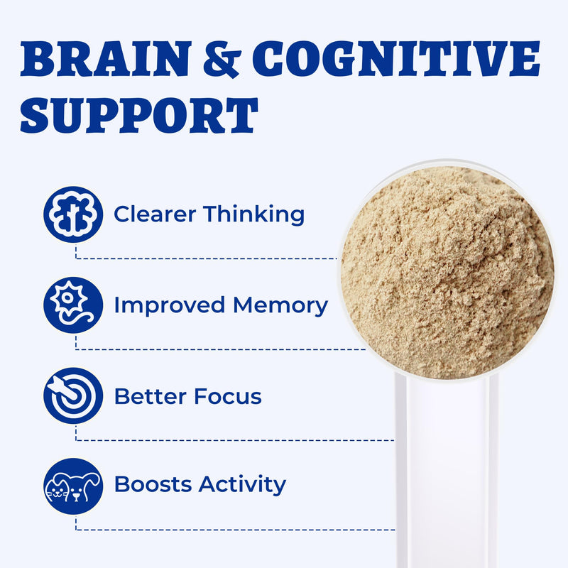 Wellix 7.05oz Natural Cognitive Powder for Senior Dog Supplements - Helps Support Dog Dementia,Boosts Immune System - Lion’s Mane Mushroom,Omega-3,Vitamins for Brain Health Supplements