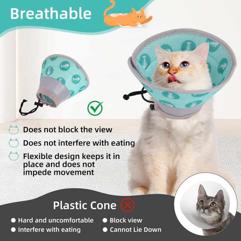Cat Neck Brace, Adjustable Neck Brace Cat Collar, Cat Collar for Cats Cat Collar After Operations and Injuries, Prevents Licking Wounds Cat Collar (Green, M) Green - BeesActive Australia