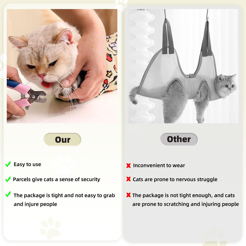 Cat Wrap for Grooming Cat Wrap for Cutting Nails Velcro Fabric for Cats Restraint for Nail Clipping Self-Adherent Anti-Bite Anti-Scratch Anti-Escape Swaddle Burrito Wrap for Nail Trimming (Yellow, XL) Yellow - BeesActive Australia