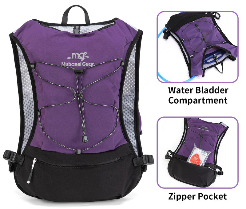 Lightweight Running Vest for Women & Men Hydration Backpack Pack with 1.5L Water Bladder Bag Running Gear Accessories for Hiking Marathon Trail Cycling Purple