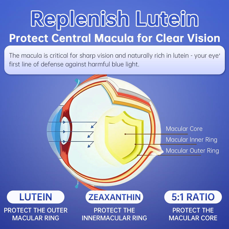 Lutein and zeaxanthin Eye Vitamins Gummies, Bilberry, Astaxanthin, Eye Vitamins for Kids and Adult Vision&Blue Light Support, Overall Eye&Macular Health-60 Count 2
