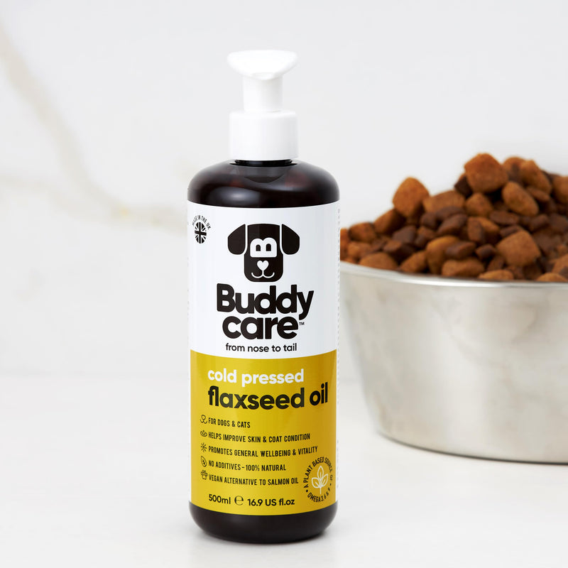Buddycare Flaxseed Oil - 16.90 fl.oz - Natural Supplement for Dogs & Cats - Rich in Omega-3 Fatty Acids for a Healthy Coat and Skin