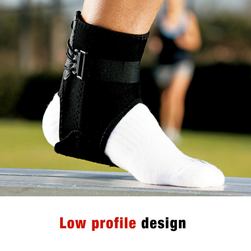 ACE Ankle Brace with Side Stabilizers, Adjustable, Black, 1/Pack 1 Count (Pack of 1)