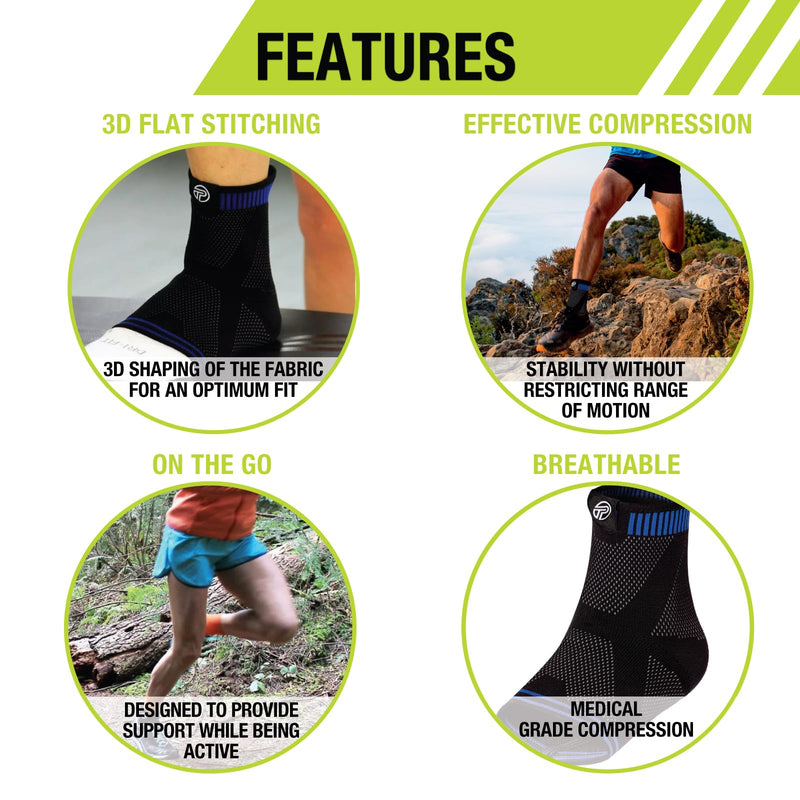 Pro-Tec Athletics 3D Flat Ankle Support, Custom Fit, Breathable Fabric, Multi-Directional Stretch for Support and Flexibility Medium - BeesActive Australia
