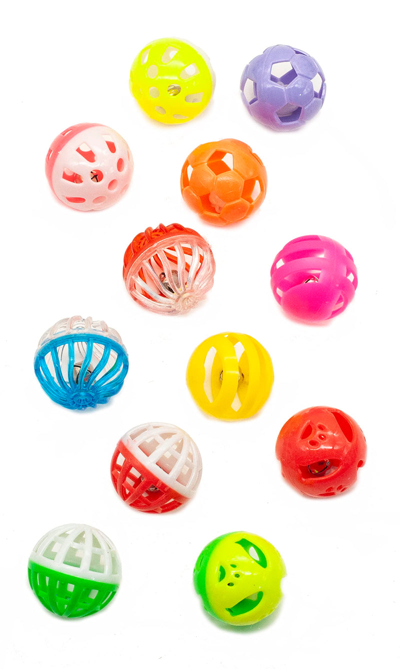 Fashion's Talk 12PCS Value Pack Plastic Ball Cat Toys Lattice Balls with Bell Jingle Kitten Toy,Gift Box 1.5" 6 Styles 1.5" 12pcs(6 styles with various colors） - BeesActive Australia