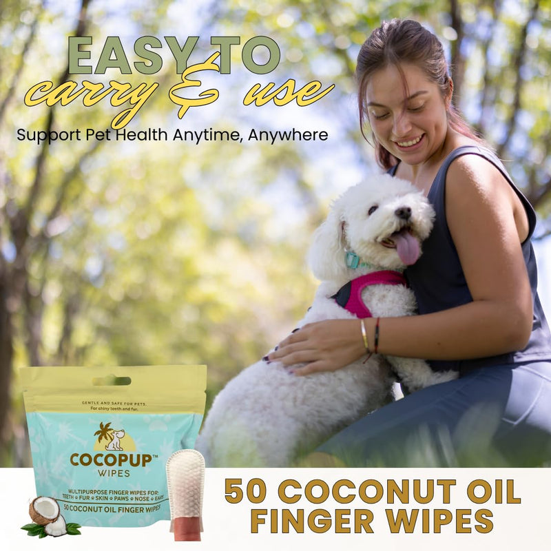 Dog Teeth Cleaning Wipes Ear Nose Paws Fur Cleaner Pure Coconut Oil - PawsPlanet Australia