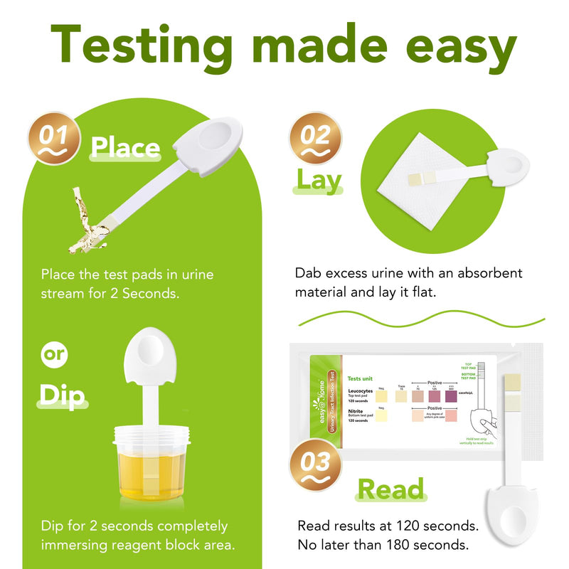 Easy@Home Urinary Tract Infection Test - UTI Test Strip for Women Home Testing Kit Detection of Leukocytes and Nitrite Over The Counter (OTC) USE Quick Accurate Results in 2 Min (4 Pack) UTI-EZU-102:4 - BeesActive Australia