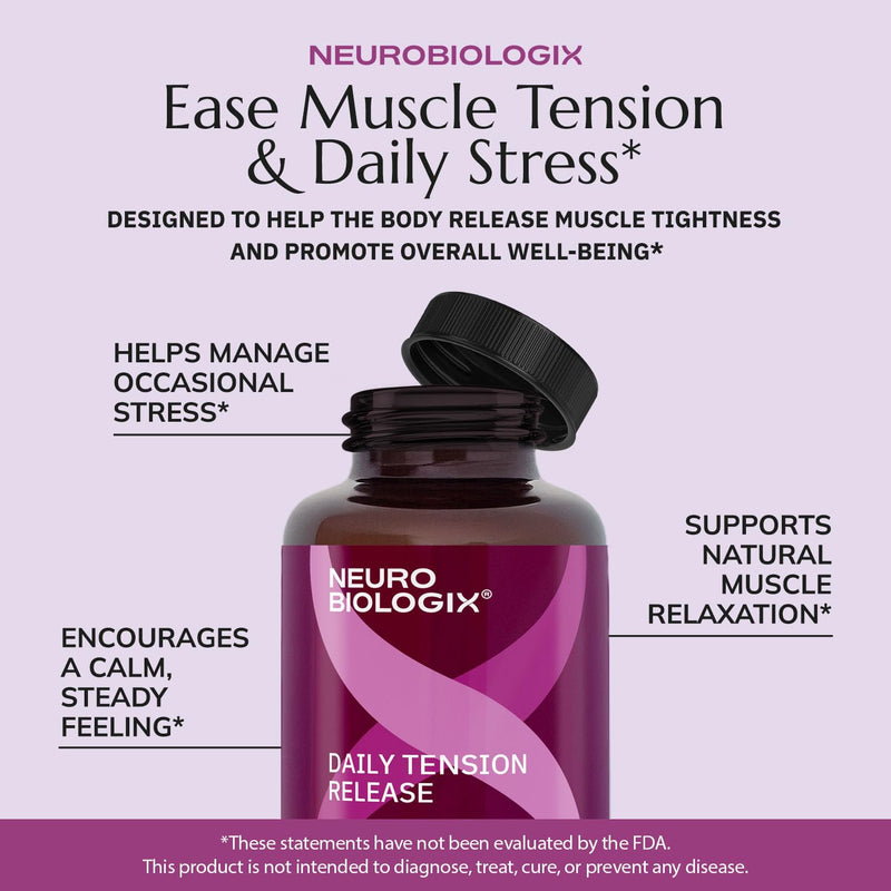 Neurobiologix Tension Release Supplement, Valerian & Skullcap, 120 Caps | Catnip, Vitamin C, Muscle Relaxation & Stress Relief, Non-Drowsy Calming Formula