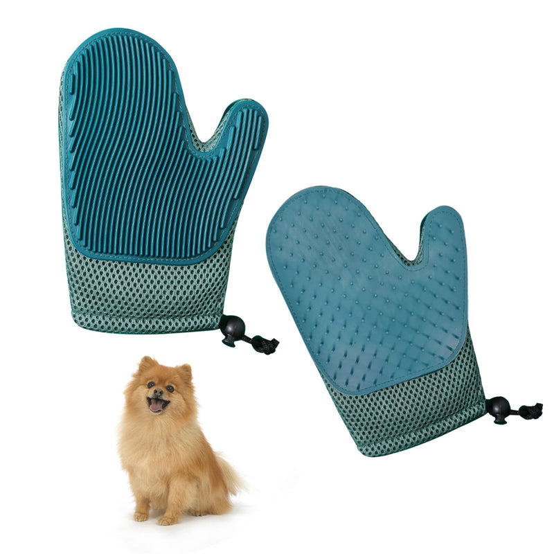 1 piece grooming glove for cats and dogs, gently removes hair and makes combing easier, ideal for grooming at home (dark green) grooming gloves (dark green) - BeesActive Australia