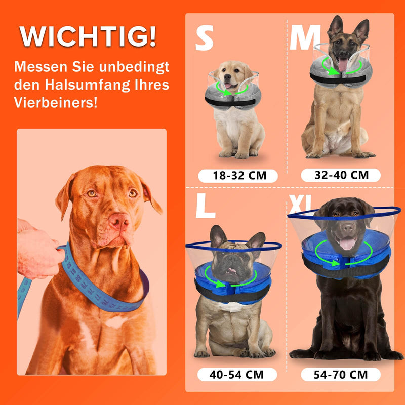 Aschpas® Inflatable Dog Neck Brace with Protective Layer for Long Snouts, Cat Neck Brace, Cat Collar, Dog Collar, Leak Protection Dog, Dog Bodysuit after Surgery, Removable Collar for Dogs and Cats (Removable, M) - BeesActive Australia