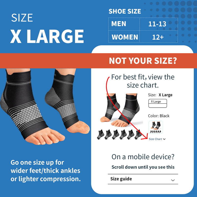 6 Pairs Plantar Fasciitis Socks for Men & Women, Ankle Brace Compression Socks with Arch Support for Achilles Tendonitis, Heel Pain, Swelling & Arthritis Relief, Black, X-Large Black(6 Pairs) X-Large (6 Pair) - BeesActive Australia