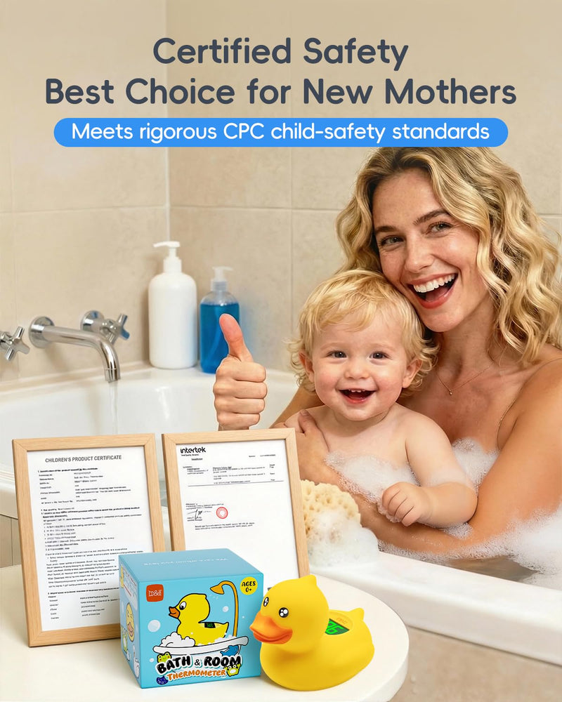 b&h Duck Rechargeable Baby Bath Thermometer - Fast Temperature Reading, Digital Water Thermometer for Bathtub and Room, Safety Infant Floating Bath Toy, Baby Bath Essentials baby duck