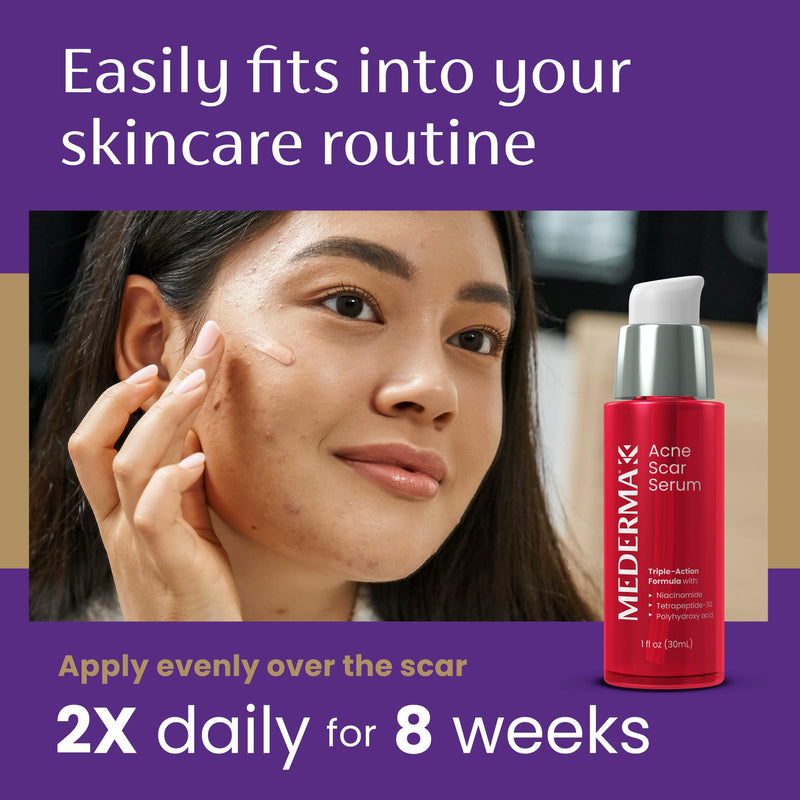 Mederma Acne Scar Serum Triple-Action Formula with Niacinamide, Tetrapeptide-30, and Polyhydroxy acid Clinically Shown to Lighten Acne Scars, 1 Fl. Oz.