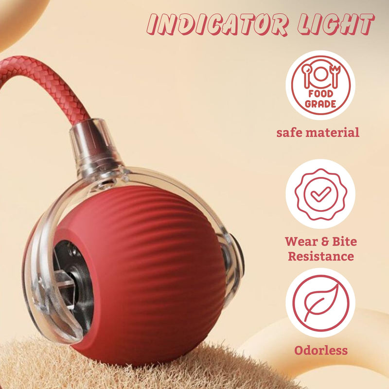 Interactive Cat Toys Ball, Automatic Moving Electric Cat Toy Rolling Ball for Indoor Cat Exercise, USB Rechargeable Red - BeesActive Australia