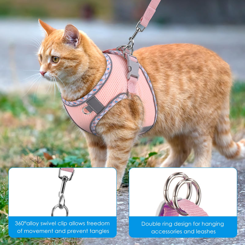 Brifit Cat Harness, Cat Harness with Leash, Escape-Proof, Soft Harness for Cat with Reflective Strips, Adjustable Cat Vest, Cat Harness Cat Harness for Cats Puppy [Pink, XXS] Pink - BeesActive Australia